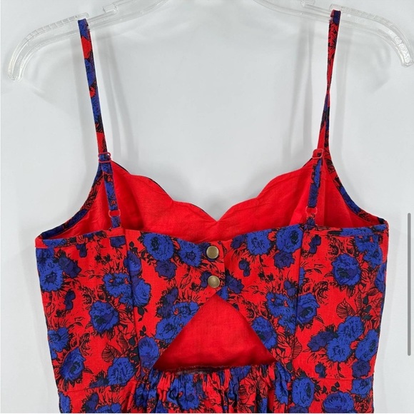 MARKET & SPRUCE Crissie Scallop Detail Linen Blend Dress - Size Large - Picture 3 of 10